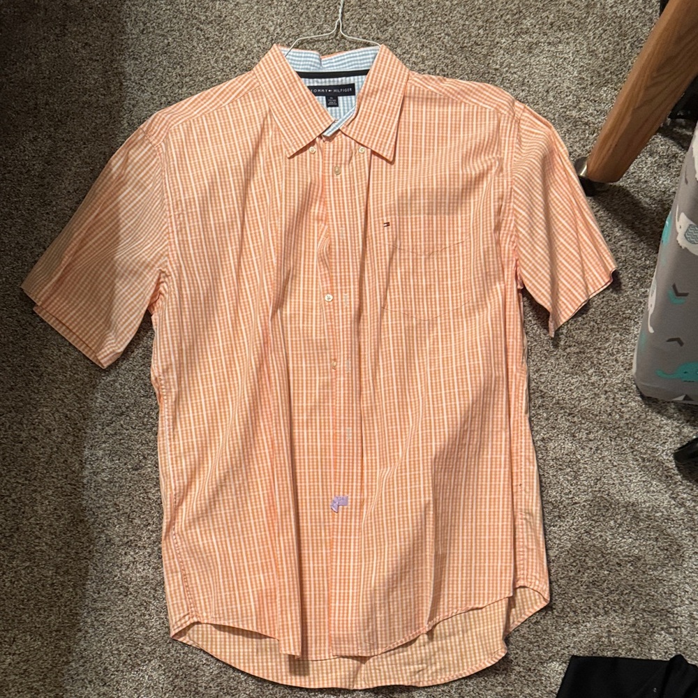 Orange gingham button down
